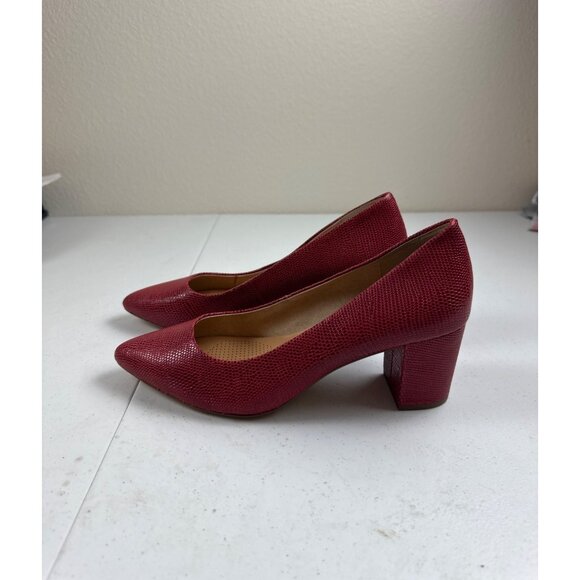 Corso Como Red Faux Snakeskin Pointed Toe Block Heels - Size 9.5 - Picture 5 of 7